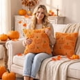 thumbnail image 5 of Halloween Throw Pillow Covers 18x18 Inch, Pumpkin Decorative Square Pillowcases, Farmhouse Holiday Cushion Covers for Sofa Living Room Home Fall Halloween Thanksgiving Decor, 5 of 5