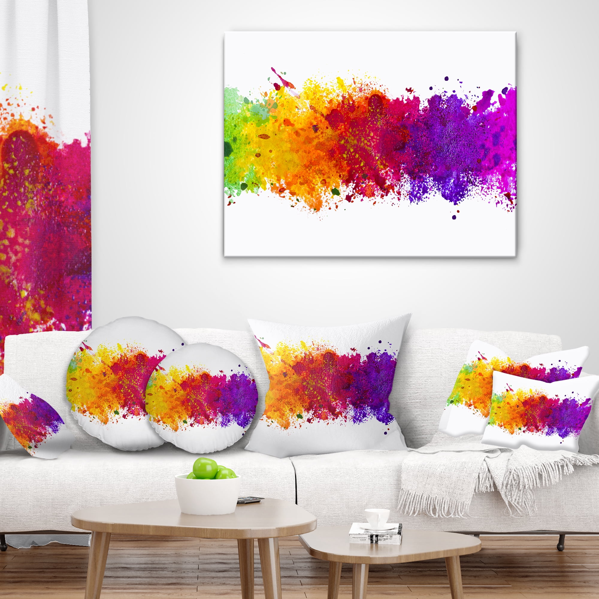 Designart Artistic Watercolor Splash - Abstract Throw Pillow - 18x18
