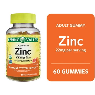 Spring Valley Immune System Support Zinc Supplement Gummies, Grapefruit, 22 mg, 60 Count