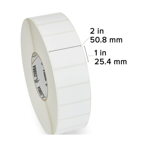 Zebra Z-Perform 2000D Direct Thermal Labels, 2" x 1" Label, 3" Core, 5,500 Labels Per Roll, 8 Rolls