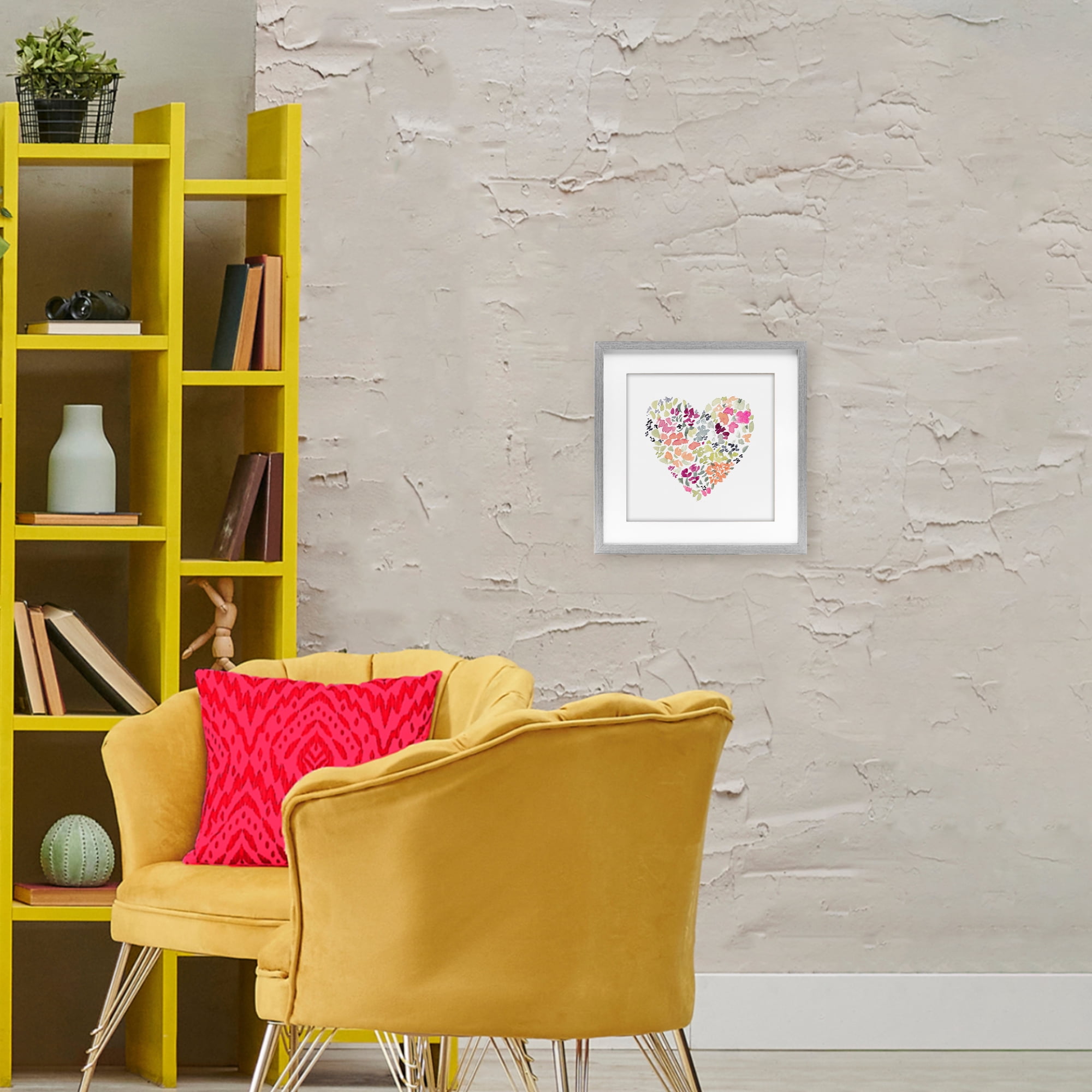 Stupell Industries Blooming Pastel Heart Gray Framed Print Under Glass, design by Lanie Loreth