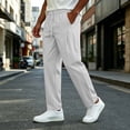 thumbnail image 6 of fatyb Mens Casual Pants Elastic Waist Drawstring Travel Pants Solid Color Lightweight Work Pants with Pockets, 6 of 7