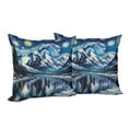 thumbnail image 3 of Ambesonne Painting Art Throw Pillow Cover Pack of 2, Starry Sky Lake Night, 2 Pcs-20"x20", Royal Blue and Yellow, 3 of 5