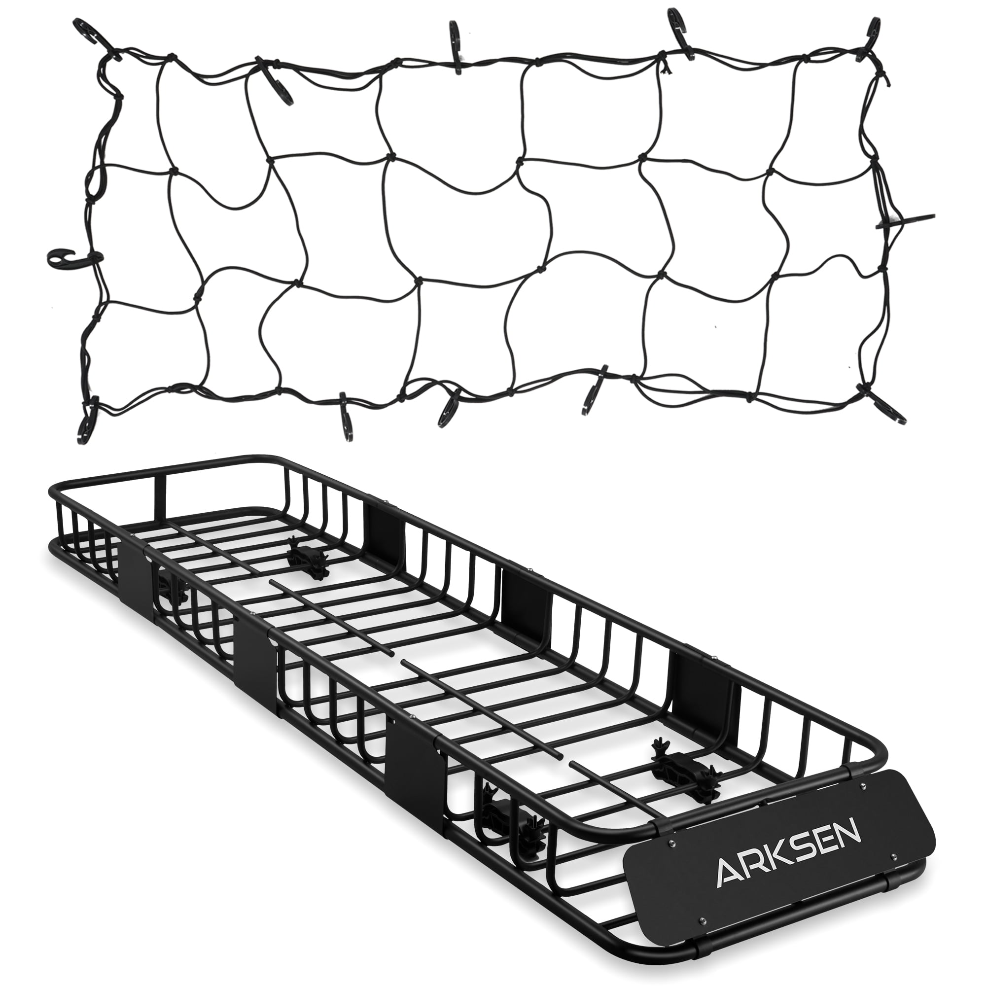ARKSEN 84"x23"x6" Long and Narrow Car Roof Rack Cargo Carrier Rooftop Basket & Net, Heavy Duty