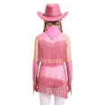 thumbnail image 2 of Aiihoo Kids Cowboy Cowgirl Girls Jazz Latin Dance Outfit Sleeveless Sequin Rhinestone Tassel Tops with Fringed Skirt Gloves Hat Pink 6, 2 of 5