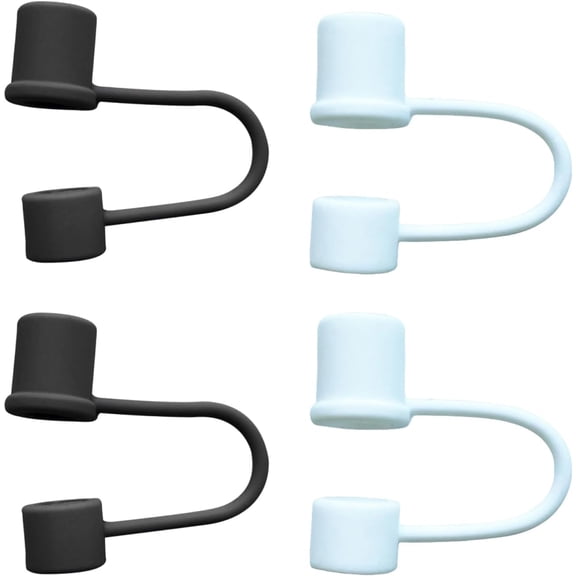 AB Max Silicone Straw Cover Caps for Stanley Cup - Splash Proof Lids for 30oz/40oz Tumblers, 4 Count (Black & White)