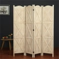 thumbnail image 3 of Milton Greens Stars Inc 4-Panel Farmhouse Wood Arch Room Divider in Natural, 3 of 4