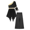 thumbnail image 4 of Venjoe Women Praise Dance Dress Outfit One Shoulder Flared Sleeve Irregular Liturgical Worship Dress Black S, 4 of 6