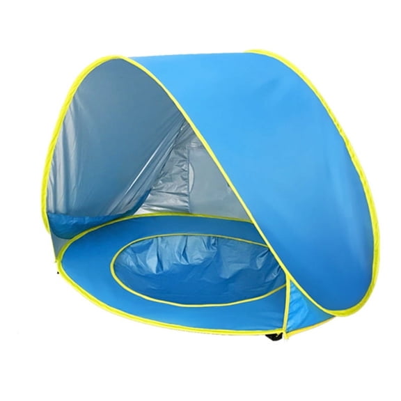 Pop Up Beach Tent Instant Sun Shelter Portable Baby Shade with Built in Pool Storage Bags for Outdoor Camping Beach Picnics (Blue)