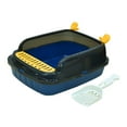 thumbnail image 1 of Bandeja de arena para mascotas con parte abierta, lavabo para arena para gatos con cuchara, duradera con marco de lado alto para todo tipo de Azul S, 1 of 10