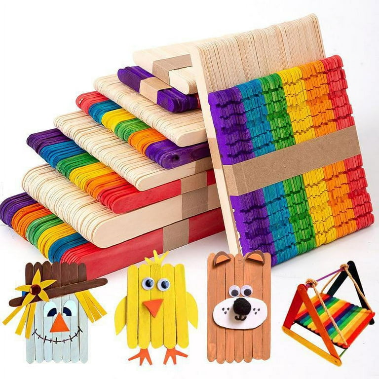 Kushuworld Colored Wooden Ice Cream Sticks Popsicle Sticks & Spoon : 100  Pcs Pack