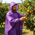 thumbnail image 6 of Kilaqueen Reusable EVA Rain Poncho with Drawstring Hood Lightweight Waterproof Raincoat for Adults Unisex Long Rain Cape for Hiking Camping, 6 of 7