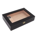 thumbnail image 2 of Humidificador de cigarros Caja de escritorio de madera para cigarros con humidificador higrómetro Estuche para cigarros superior de acrílico transparente para 20 cigarros negro, 2 of 10