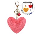 thumbnail image 2 of Women Heart Shaped Keychain Creative Fashion Pom Pom Key Ring Fluffy Car Charm, 2 of 10