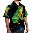 thumbnail image 2 of Starry Sky Frog Men's Short Sleeve Shirts, Casual Hawaiian Print Button Down Summer Beach Top Unisex, 2 of 6