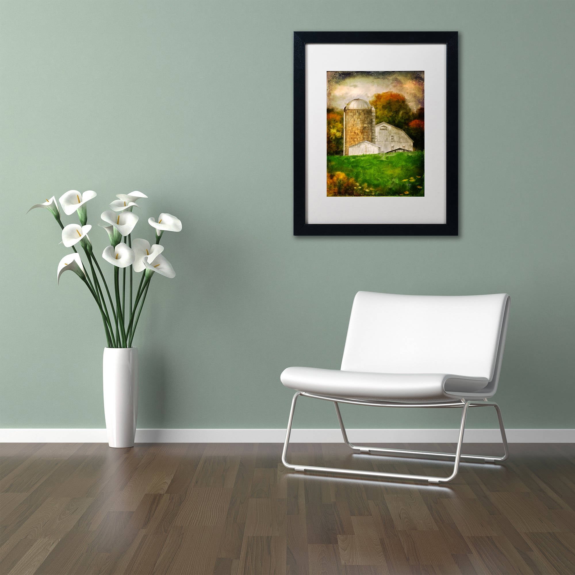 Trademark Fine Art "Down on the Farm" Canvas Art by Lois Bryan White Matte, Black Frame