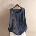 thumbnail image 2 of Tweang Linen Tank Tops for Women Going Out Top Basic Tank Tops Off Shoulder Flowy Tunic Solid Color Loose Fit T-shirt Camisole Party Club Wide Shoulder Strap Crewneck Blouse Clothes Outfits Blue M, 2 of 3