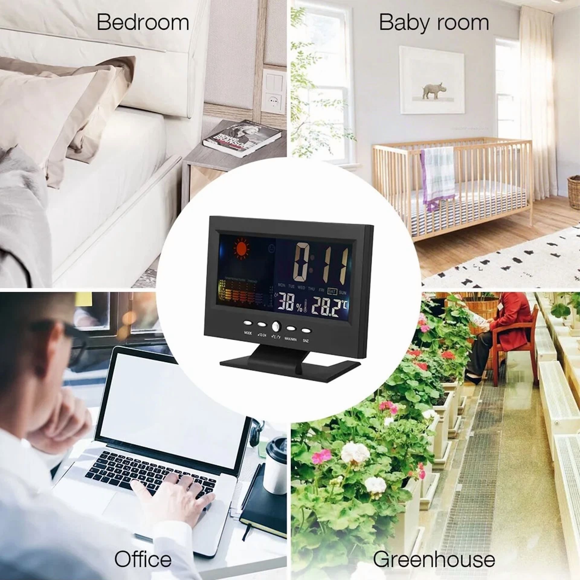 New Digital Alarm Clock Calendar Thermometer Hygrometer Weather Forecast Us