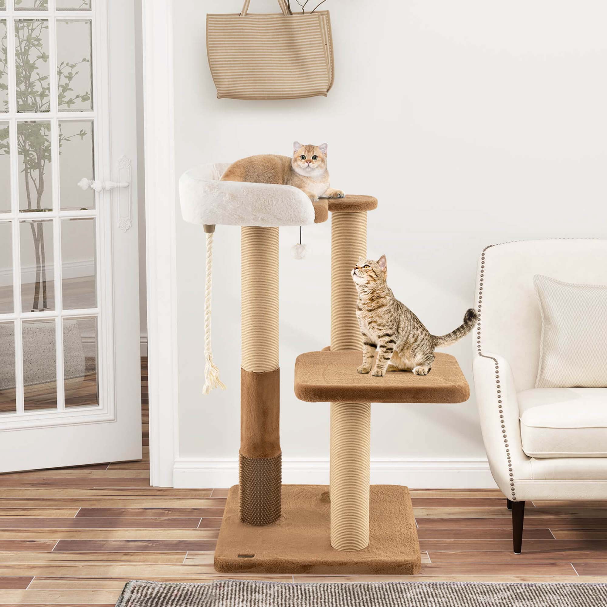 Costway 44" Cat Tree for Indoor with Plush Padded Perch Scratching Posts Jumping Platform