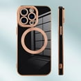 thumbnail image 5 of Designed for iPhone 14 Pro Case for Women & Girls [Compatible with MagSafe] Luxury Plating Gold Bumper Phone Cover Full Camera Protection Cover for iPhone 14 Pro 6.1 Inch-Black, 5 of 12