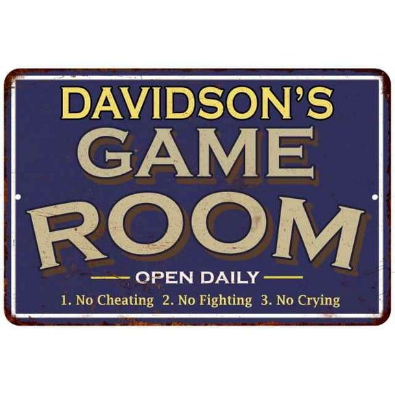 DAVIDSON'S Blue Game Room Sign Metal Wall Decor 8x12 208120002102