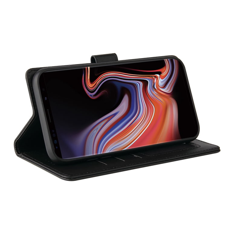 Samsung Galaxy Note 9 黒 レザーケース付き Samsung Galaxy Note 9 Wallet Case, PU Leather Flip Cover with Card