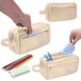thumbnail image 3 of Canvas Multi-Layer Pencil Case - Extra Large School Supply Organizer for Students, 3 of 6