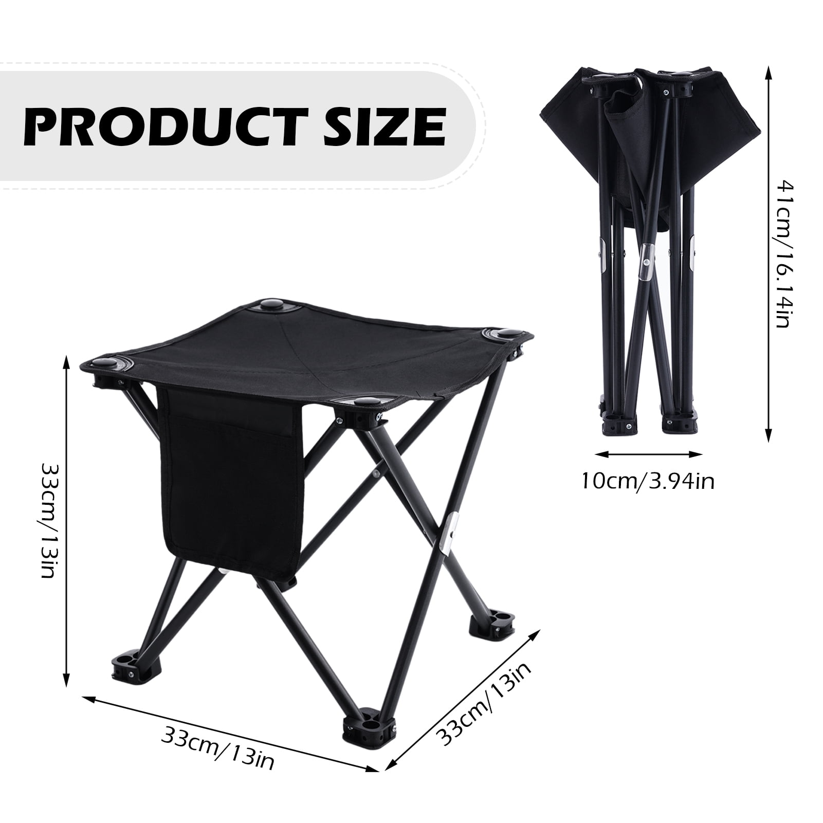 Buquapse 2Pcs Portable Folding Camping Stool, Mini Lightweight Backpacking Slacker Chair with Side Pocket, Collapsible Stool for Outdoor Footrest Fishing Hiking Gardening and Beach