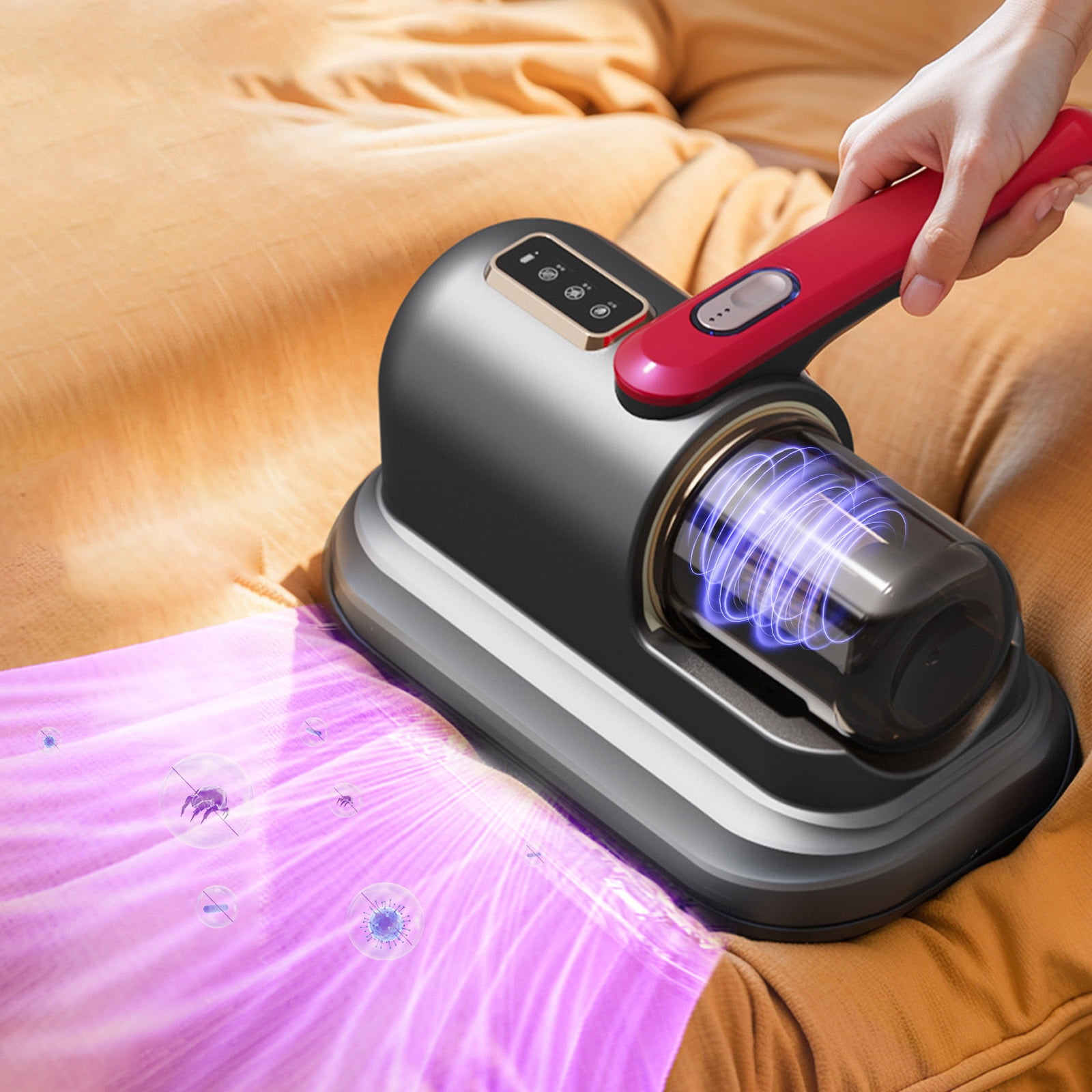 Kchsji Multifunction Bed Handheld Vacuum Cleaner 100W High-Power with Acarus Killing UV Lamp for Mattress Sofa Car Interiors Fabric Deep Cleaning Home Bedding Allergies Dust Mites