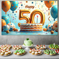 thumbnail image 6 of LUUFILx Happy Birthday 50th Celebration Backdrop Banner with Balloons Star Decorations for Party Supplies Photography Props Background Photo Booth, 6 of 8