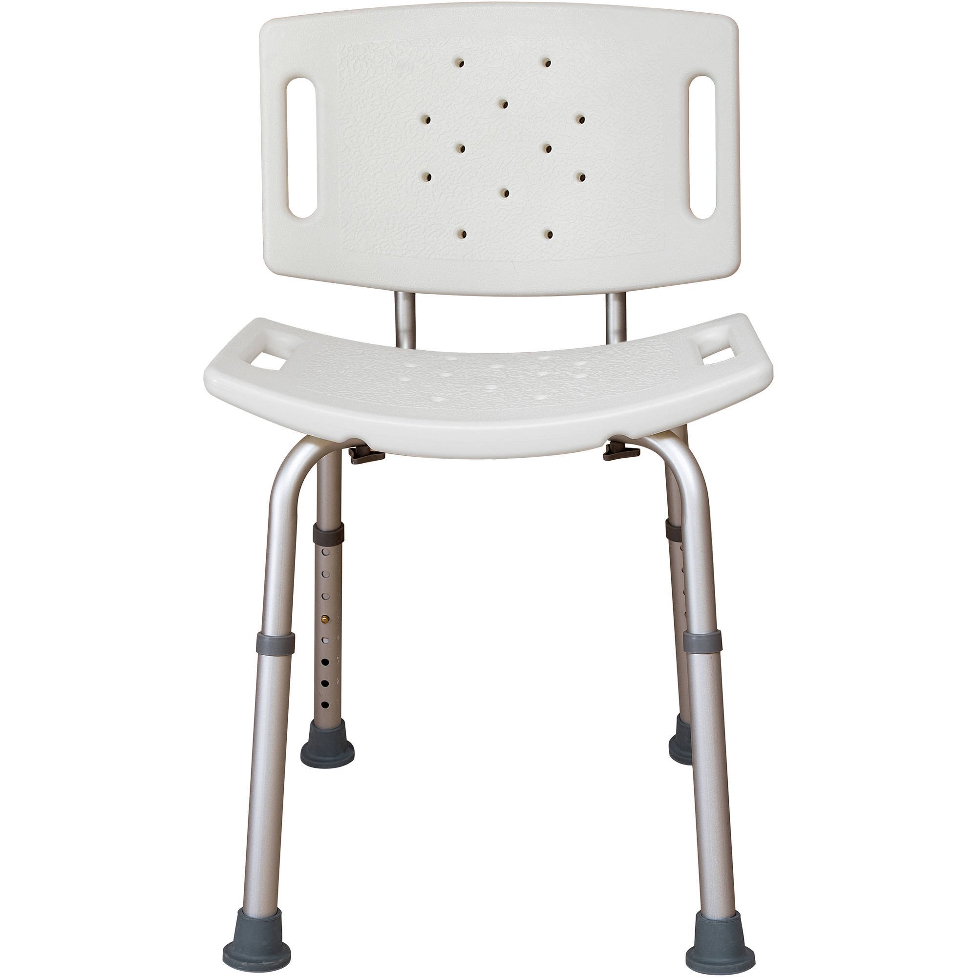 Essential Medical Supply Adjustable Shower Bench with Molded Back - Tool Free Assembly, Height Adjustable Bath Chair for Comfortable and Safe Bathing for Elderly and Disabled Individuals