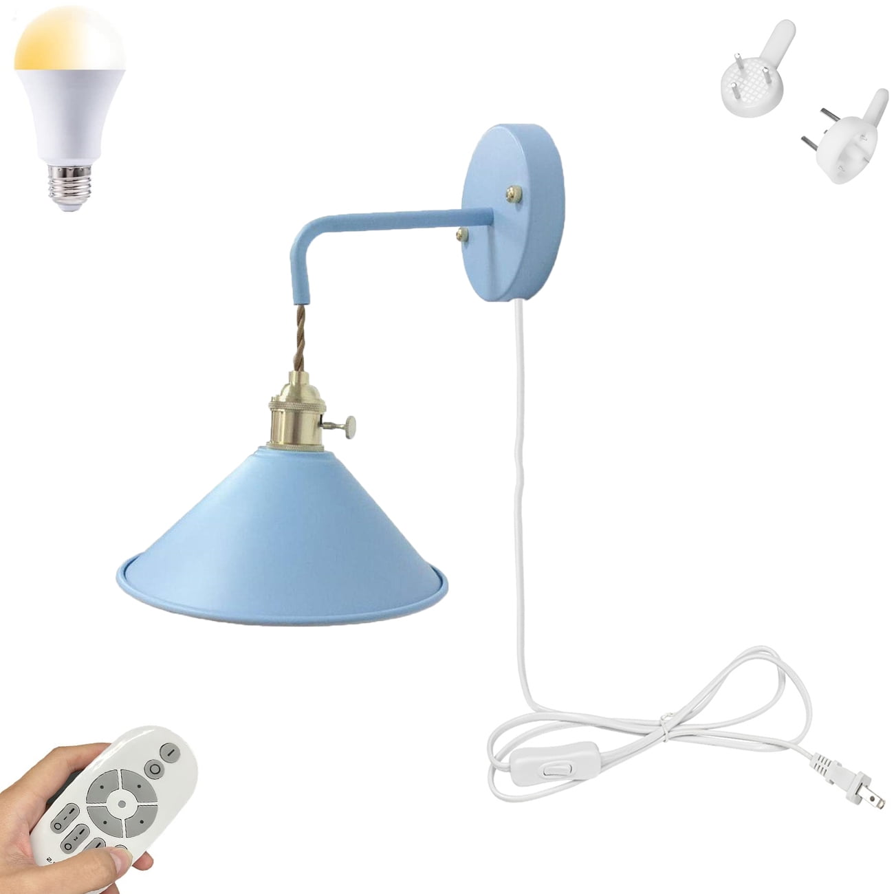 FSLiving Remote Control Wall Lamp,Color Changing and Stepless Dimming