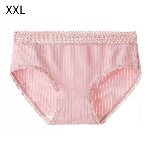 Cotton Panty Women Hollow Underwear Girl Middle Women Stretch Underpants  Girl Waist Briefs, Light Pink, XXL 