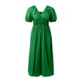 thumbnail image 4 of New Women's V Neck Puff Sleeves With High Waist And Open Back Slit Dress Womens Dress Petite Summer Dresses Short T Shirt Dresses for Women Casual Long Sleeve Dress for Women Business Casual Dresses, 4 of 4