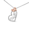 thumbnail image 2 of Two Tone Sterling Silver 1/5 CTTW Diamond "Mom" and Heart Pendant Necklace(H-I,I1-I2), 2 of 6