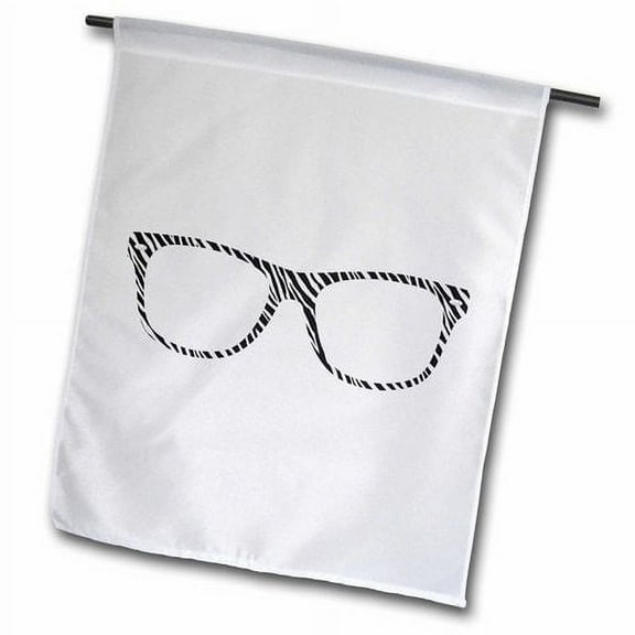 3dRose, Black and White Zebra Print Eye Glasses Illustration, 12 x 18 inch Garden Flag