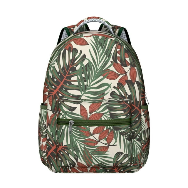 Colorful Hawaiian Backpack Jungle Leaves Tropical Floral Print School Bag Exotic Summer Students Backpack