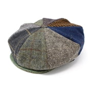 Hanna Hats Irish Tweed 100% Wool Cap for Men Donegal 8 Piece Patchwork Flat Hat Made in Ireland