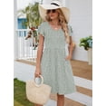 thumbnail image 2 of Chiclily Summer Dresses for Women Ruffle Sleeve Midi Dress Boho Beach Sundress with Pockets, Spots XL, 2 of 7