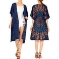 thumbnail image 2 of HAPPY BAY Women's Viscose Summer Beach Plus Size Front Open Kimono Beachwear Duster Cardigan 2X-3X Aqua_AC10, 2 of 5