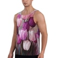 thumbnail image 2 of Fotbe Purple And Pink Tulip Bouquet Pattern Men's Quick Dry Workout Tank Top Gym Muscle Tee Fitness Bodybuilding Sleeveless T Shirt Breathable Workout Shirt-Small, 2 of 9