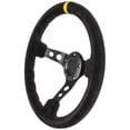 thumbnail image 2 of JEGS Aluminum Racing Steering Wheel, 13 1/2 in. Diameter, 3 in. Dish [Black Suede Full Wrap Grip with Yellow Center Marker], 2 of 7