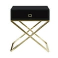 thumbnail image 2 of Jakob Black/Chrome Sidetable/Nighstand - Square Lacquer-Finish Chrome, X-Metal Legs, 2 of 9