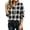Black, variant on Womens Ruffled Stand Collar Plaid Blouse, Classic Checkered Long Sleeve Tops Loose Fit Shirts, Half Button Plaid Tops, 2026 Fashion Fall Outfit,Purple Pink 2XL