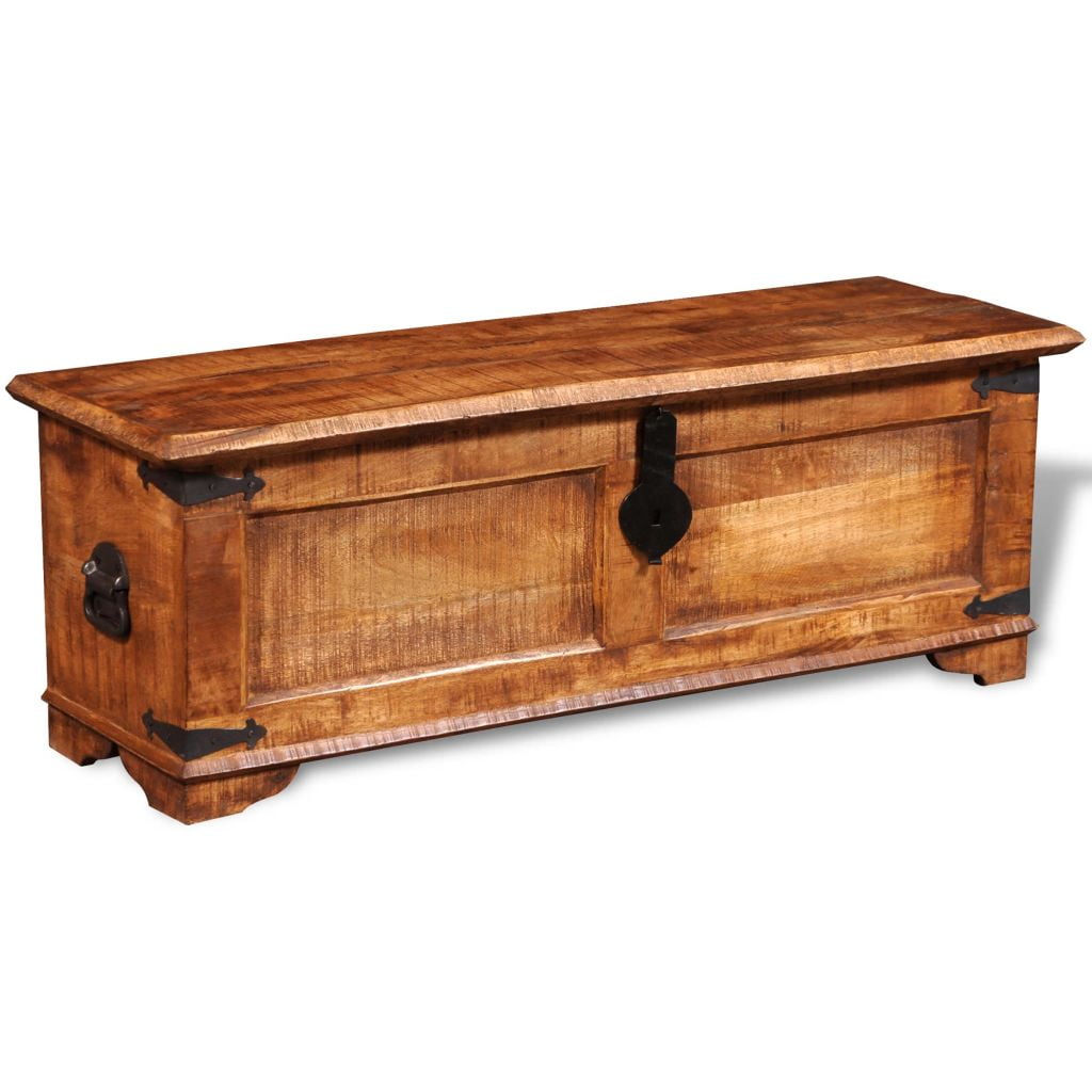 Kepooman Rustic Solid Mango Wood Storage Chest for Living Room, Brown Kepooman Rustic Solid Mango Wood Storage Chest for Living Room, Brown