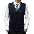 thumbnail image 4 of Bcfgryg Male Autumn And Winter Single Buckle Sweater Vest Vest V Neck Pure Color Wool Collarless Shirt Combined Body Type Non Hooded Vest Sweater Vest Vest for Men, 4 of 4