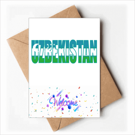 Uzbekistan Country Flag Name Welcome Back Greeting Cards Envelopes Blank