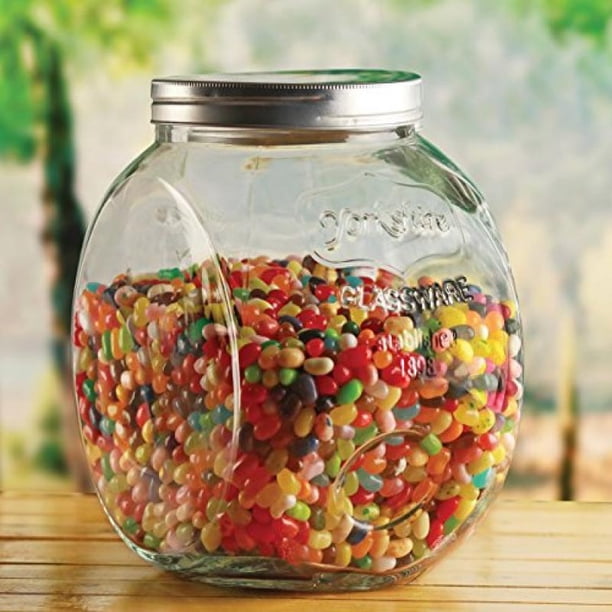 Circleware Yorkshire Mason Glass Cookie Jar with Metal Lid, 1.5 Gallon