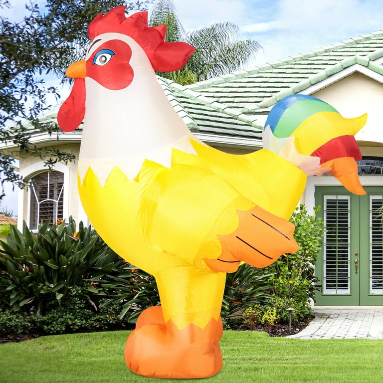 DomKom 6FT Christmas Rooster Inflatables Blow up Animals Cute Chicken Cock Decorations Outdoor Yard Built in LED Lights Big Large Decor Party Farm