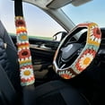 thumbnail image 4 of Handmade Steering Wheel Cover, Crochet Steering Wheel Cover, Sunflower Granny Square Wheel Cover, 14-15 Inch, Universal Fit, for Women, Wheel Cover with Seat Belt Cover, 4 of 5